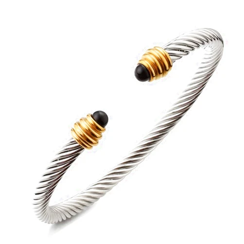 Dorriss Cable Bracelet for Women, Twisted Cable Wire Bangles Bracelets Two Tone Women Jewelry