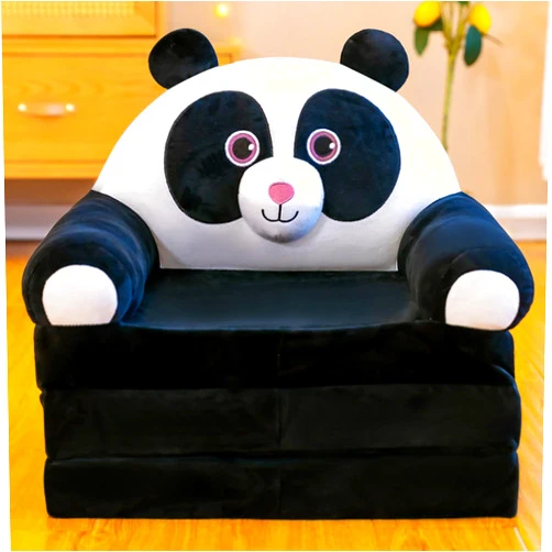 Generic Foldable Kids Sofa Cover, Backrest Armchair 2 in 1 Flip Open Sofa Bed Children Couch for Living Room Bedroom, Cute Cartoon Lazy Plush Sofa for Infant Toddler Baby Boys Girls, Without Liner Filler (B)