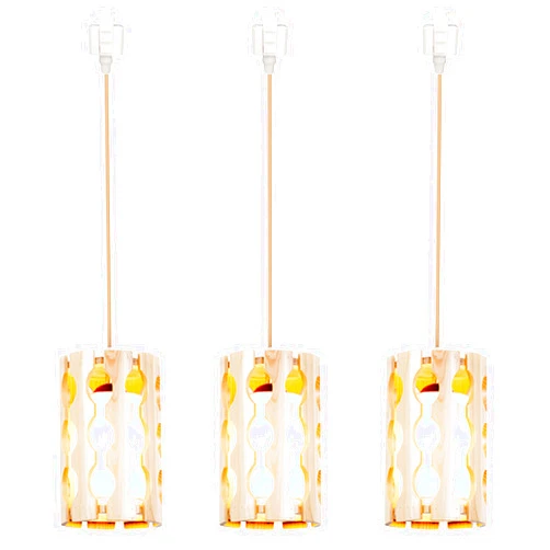 SKIVTGLAMP Dimmable Pendant Light H-Type Mini Sized Track Mount Pendant Lights for Beach Cottage Customizable Fabrics Barrel Shape Wooden Lampshade Compatible with 3-Wire-1 Circuit Track System