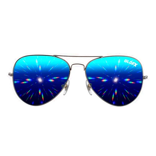 GloFX Diffraction Glasses | Hippie and Pilot Style Metal Frames with Mirror Lens and 3D Prism Rainbow Effect