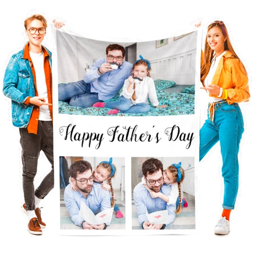 Printwoo Custom Blankets with Photos, Personalised Blankets with Photo & Text, Personalised Photo Blankets, Personalised Gifts for Dad from Daughter Son, Personalised Dad Gifts for Fathers Day