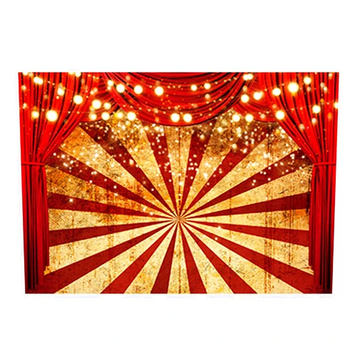 Funnytree 7x5ft Golden Glitter Red Curtain Halloween Photography Backdrop Circus Carnival Sparkle Stripes Background Baby Shower Birthday Party Portrait Cake Table Decor Banner Photo Booth Props