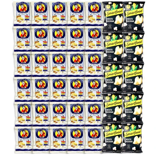 Niro Assortment | Popcorn Snack Pack | Individual Popcorn Snack Bags | Pirates Booty Aged White Cheddar and Smart Food White Cheddar Snack Pack | 40 Packs | Individual Packs