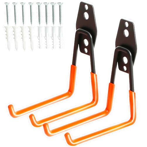 KURUI Heavy Duty Garage Hooks for Hanging, 2 Pack Metal Garage Organization Hooks, Garage Storage Hooks for Ladder Extension Cord Cable, Wall Mount Medium Utility Hooks, Garden Tool Organizer/Hanger