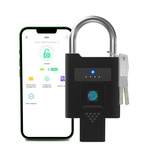 Dhiedas Fingerprint Padlock - Bluetooth APP Padlock with Key Backup, Smart Biometric Keyless Heavy Duty Outdoor Waterproof Gate Lock for Fence, Pool, Shed, Storage, Gym Locker
