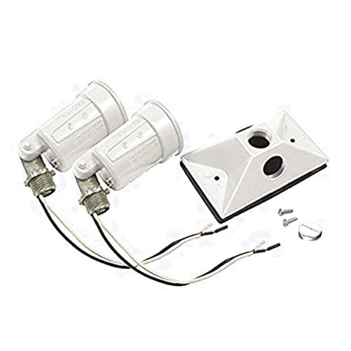 BELL Hubbell-Bell 5621-6 Rectangular Cover 75-100-Watt Combination Lampholders, White, 2 Pack