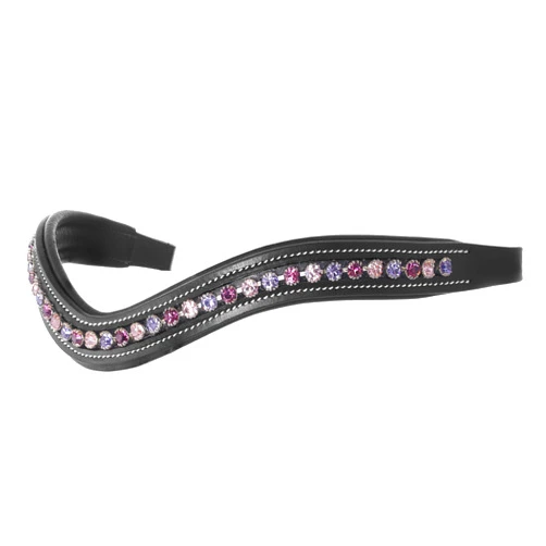 ExionPro Exion Curved Crystal Horse Browband for English Bridles– Padded Bling Equestrian Browband for Dressage & Show– Fuchsia, Light Rose, Tanzanite Crystal Browband for Horses