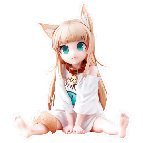 LUNK Kinako Figure, Original Painting Cute Cat Girl Statue, 5.5Inch Kinako Sitting Position Model Collection Desk Ornament