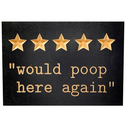 TRUE STOCK STUDIOS Five Star Funny Bathroom Sign - 8 x 12 in - Farmhouse Bathroom Wall Decor - Funny Bathroom Decor - Funny Bathroom Wall Art - 5 Stars Bathroom Decor Sign - Funny Above Toilet Sign - True Stock Studios