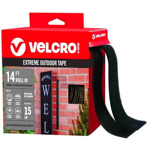 VELCRO Brand Extreme Outdoor Double Sided Mounting Tape | Holds up to 15 Pounds on Brick or Other Rough Surfaces | UV and Weather Resistant | 14Ft Heavy Duty Roll