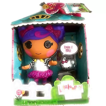 Lalaloopsy Littles Doll Rain E. Sky with Pet Cloud with a Silver Lining - 18 cm Purple Rocker Musician Doll with Changeable Outfit, in Reusable House Package Playset, for Ages 3 - 103