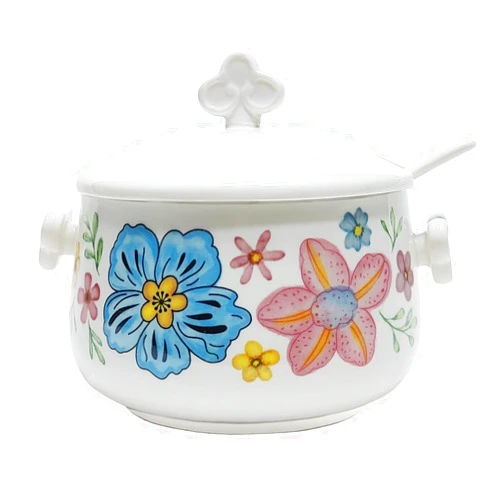 MaoYaMao Large Salt Cellar Bowl Box with Lid and Spoon Ceramic Salt or Pepper Bowl Container for Sugar,Pepper,Spice 11oz,White