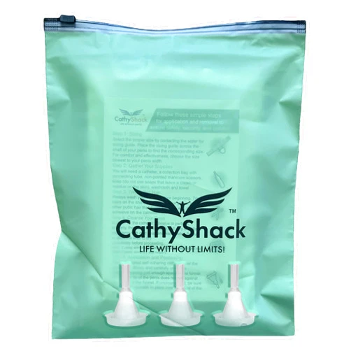 CathyShack 30-Pack 29mm Style 3 Condom Catheters, Extra Adhesive, w/CathyShack Travel/Storage Bag & Instructions