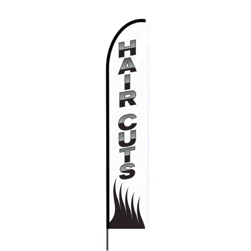 The Curbie Hair Cuts Salon Banner Flag Sign w/Feather Flag Pole Kit, 15 ft.(U8-NM93-QI3X)