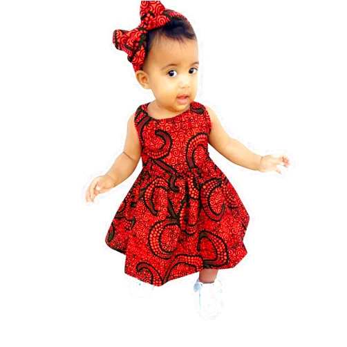 KAGAYD Toddle Girl Summer Vintage Princess Dress Baby Girls African Dashiki Traditional Sleeveless Sundress with Headband