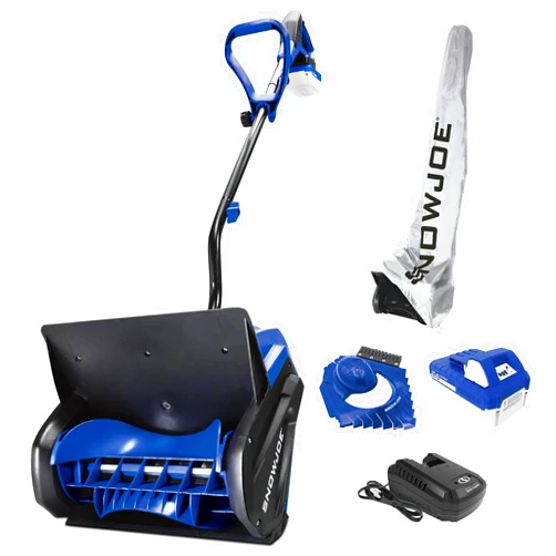 Snow Joe 13-in Cordless Snow Shovel w/Cover, Scraper & Charger, 24V Battery, IONMAX, Blue