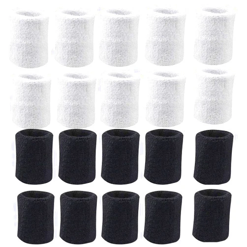 Payanwin 10 Pairs Sports Wristbands, Wrist Sweatbands for Men & Women, Stretchy & Sweat Absorbing Cotton Terry,Perfect for Basketball, Football, Tennis, Soccer, Running & Working Out