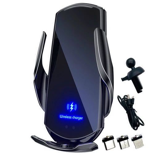LFNOWN Wireless Car Charger Automotive Electric Induction 15W Wireless Charger Car Vent Mount Bracket Fast Charging Auto-Clamping Car Phone Holder Mount Air Vent Phone Holder Black…