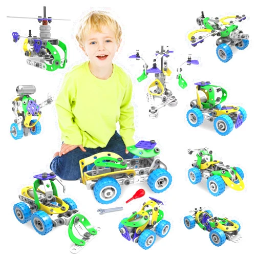 Aolew 107Pcs Motorized Erector Sets for Kids Ages 4 5 6 7 8+,STEM Building Toys for Boys Girls 3-5 4-8 5-7 6-8 Year Old,Engineering Kit,Electric Motor,Creative Educational Gift Learning Activities
