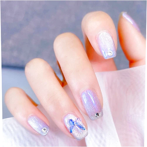 AHAMIOU Aurora Cat Eye Gel Polish Kits Crystal Broken Diamond Magnetic Nail Polish Set Holographic Cats Eyes Gel Nail Polish Shiny Glitter Gel,Aurora Blue
