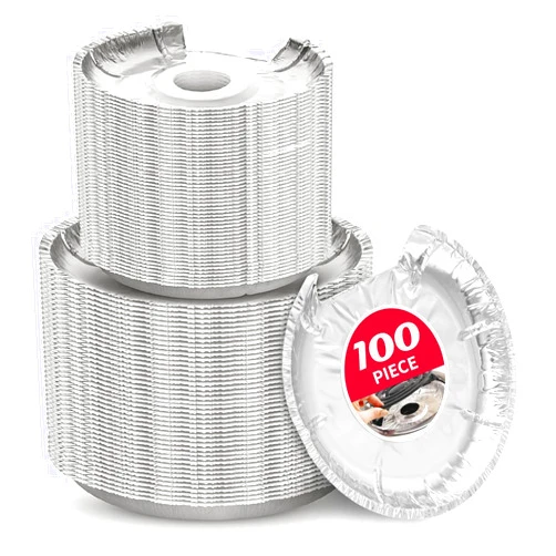 COZZIVITA Round Electric Stove Burner Covers - Thicker Aluminum Foil Burner Liners - Disposable Stove Top Protector, 100 Pack (50 * 6 Inch and 50 * 8 Inch)