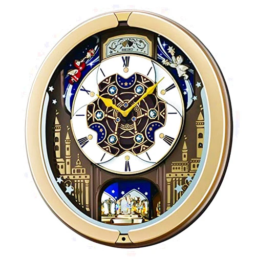 Seiko Melodies in Motion Wall Clock, Skyline and Starry Night