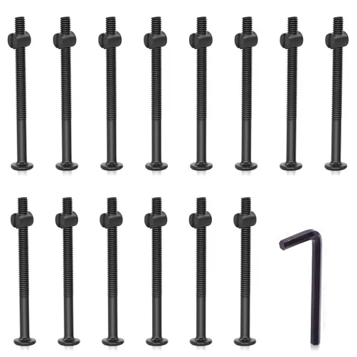 Hilitchi M6 Black Hex Socket Head Screws Bolts Barrel Nuts Hardware Assortment Kit for Crib Baby Bed Furniture Cots (M6×75-25PCS)