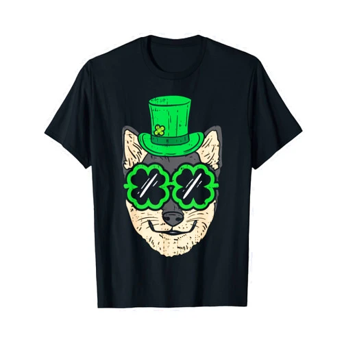 BoredKoalas Funny St. Patrick's Day Shirts Irish Irish Black Tan Shiba Inu Akita Dog St Patricks Day Gift T-Shirt