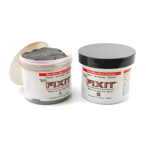 Aves FIXIT Multi-Media Repair Compound - 2 Part Modeling Compound (A & B) - 1 Pound, Durable & Waterproof Self Hardening Clay for Patching, Sealing, Filling, and Repairing - Aluminum