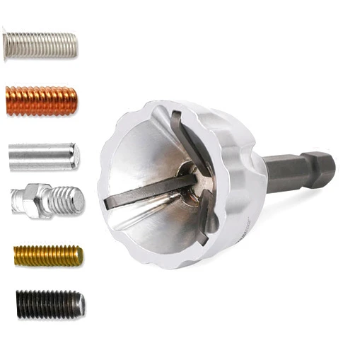 PLATINUMEDGE Deburring External Chamfer Tool, YG8 Carbide Blade, Deburring Drill Bit, Remove Burr Tools, Quick Release 1/4inch Hex Shank, Repairing Damaged Bolts, Fits for 1/8”-3/4” (3mm-19mm)