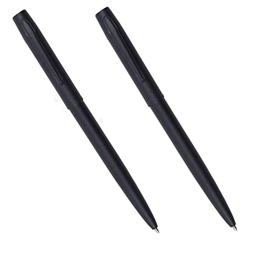 Rite in the Rain Weatherproof Black Metal Clicker Pen 97B, Blue Ink - 2 Count
