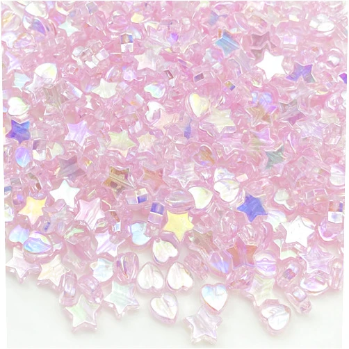 Daiyifiy 450Pcs Acrylic Beads AB Crystal Star Beads Heart Beads for Jewelry Making DIY Bead Bracelet Necklace Earrings(Pink)