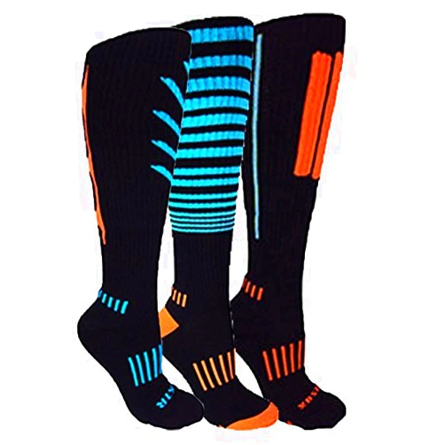 MOXY Socks 3-Pack Cyan Master Fitness Deadlift Knee-High Socks – Compression Lifting Socks for Men & Women – Shin Protection, Locked-In Fit, and Durable Gym Performance