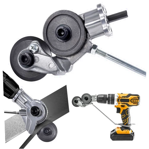 OUPARY 2025 New Electric Drill Plate Cutter - Versatile Metal Nibbler Drill Attachment for Precise Cutting of Iron, White Sheet, Steel, Copper, Aluminum - Includes Adapter for DIY Projects