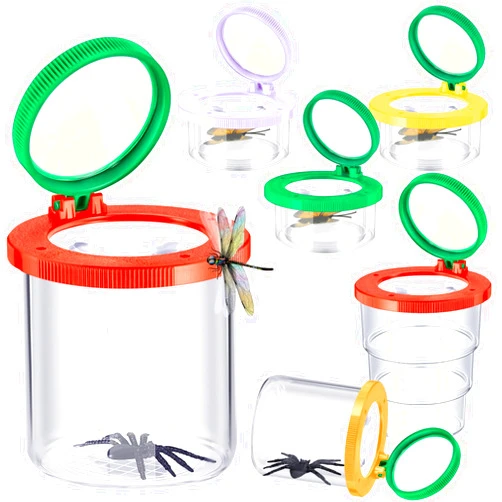Skylety 10 Pcs Insect Bug Viewer Magnifying Bug Box Stretchable Collecting Jars Insect Cage Science Educational Kits Nature Exploration Toys