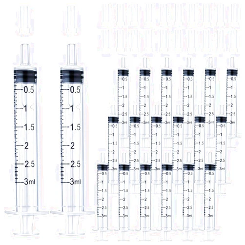 HiMo 20 Pack 3mL Syringe with Tip Cap for Liquid, 3cc Plastic Syringes with Cover, Non-Sterile, No Needle