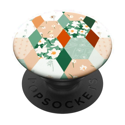Patterns by M.Kokolo Floral Daffodil Quilt Pattern | Green and Orange PopSockets Standard PopGrip