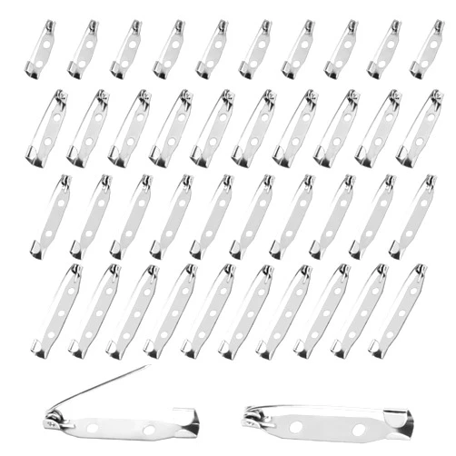 Psyqtsuary Brooch Pins, 120 Pcs Metal Pin Backs Locking Silver Boutonniere Pins, Bar Jewelry Pins Backs Safety Clasp for DIY Crafts Sewing Badges Jewelry Making Name Tags, 4 Sizes (20mm/25mm/32mm/38mm)