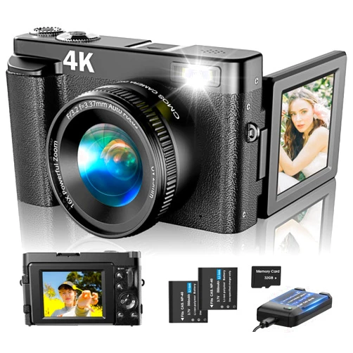 Duluvulu 4K Digital Camera for Photography Autofocus, Upgraded 48MP Vlogging Camera for YouTube with SD Card, 3