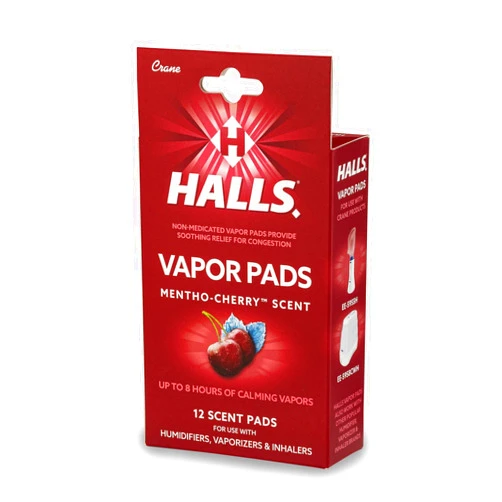 Crane Halls Scented Vapor Pads for Humidifier and Steam Inhaler, Mentho-Cherry, 12 Count