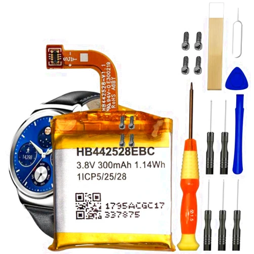 WUHAO Replacement Battery for Huawei Smart Watch 1st Gen/Watch Gen 1, HB442528EBC Battery with [Set of Screws] and Tool Repair Kit