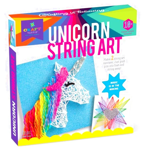 Craft-tastic String Art, Unicorn – Arts and Crafts Kit for Kids, Art Supplies, Craft Kit Makes 2 Large String Art Canvases, Easy-to-Follow Instruction, Everything Included