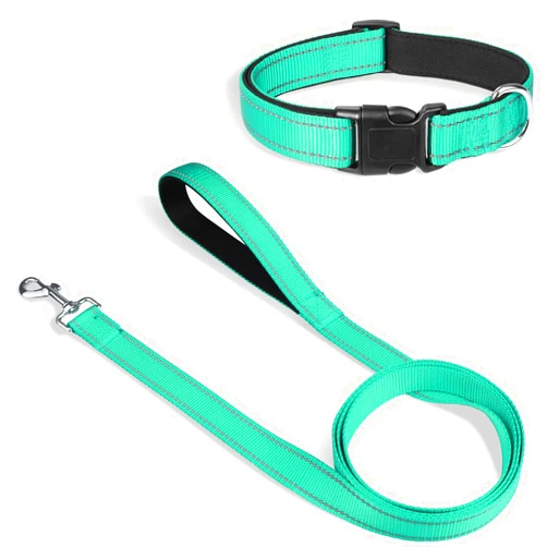 Joytale 12-16 inches Dog Collar and 6FT Leash, Reflective Soft Neoprene Padded Pet Collars and Leashes for Small Dog
