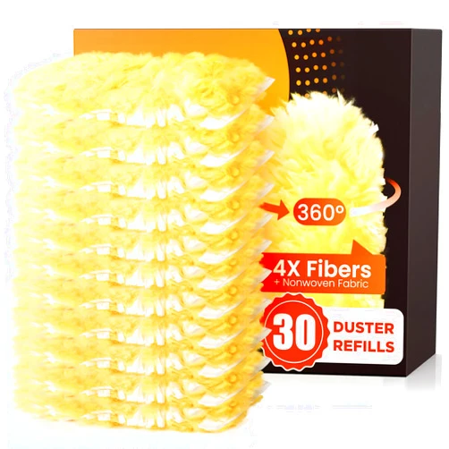 REKOPI 30 Count Heavy Duty Duster Refills for Swiffer Duster, Multisurface 360° Larger Size Dusters with 4X Microfibers, Unscented Disposable Dusters for Cleaning Home, Blinds, Fans, Corners (Only Duster)