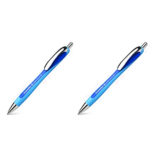 Schneider Slider Rave XB (Extra Broad) Ballpoint Pen, Refillable + Retractable, 1.4 mm, Light Blue Barrel, Blue Ink, Blister Pack of 2 Pen (73253)
