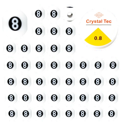 Honbay 100PCS Acrylic Billiards Beads Sports Ball Beads Big Hole Round Spacer Loose with 8.7 Yards Elastic Thread for Bracelets Necklaces Earrings Jewelry Making DIY Craft Project (White)