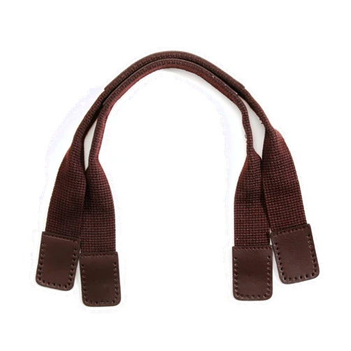 byhands hand craft 17.7 inches Webbing Purse Handles with Leather Tab, Brown (24-4503)
