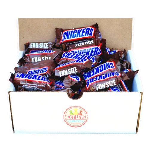 Next Level Snacks Snickers Fun Size Chocolate Caramel Candy Bars Bulk Box (Pack of 60)