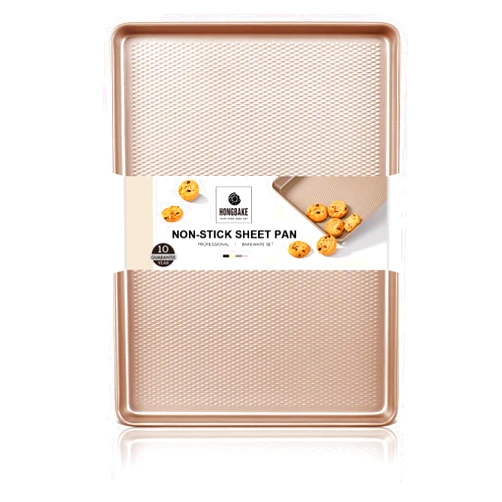 HONGBAKE Jelly Roll Pan 15x10 - HONGBAKE Commercial Cookie Sheets for Baking with Diamond Texture Surface, 57% Thicker Carbon Steel Baking Sheet for Oven, Nonstick Cooking Tray
