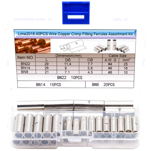 XFFCSEC Butt Connectors - (3Types Gauge Wire Connectors AWG 4/6/8,) Tinned Red Copper Crimp Terminals Butt Splice Kit.for Automotive/Boat/Truck/Well Pump/Wire Joint.